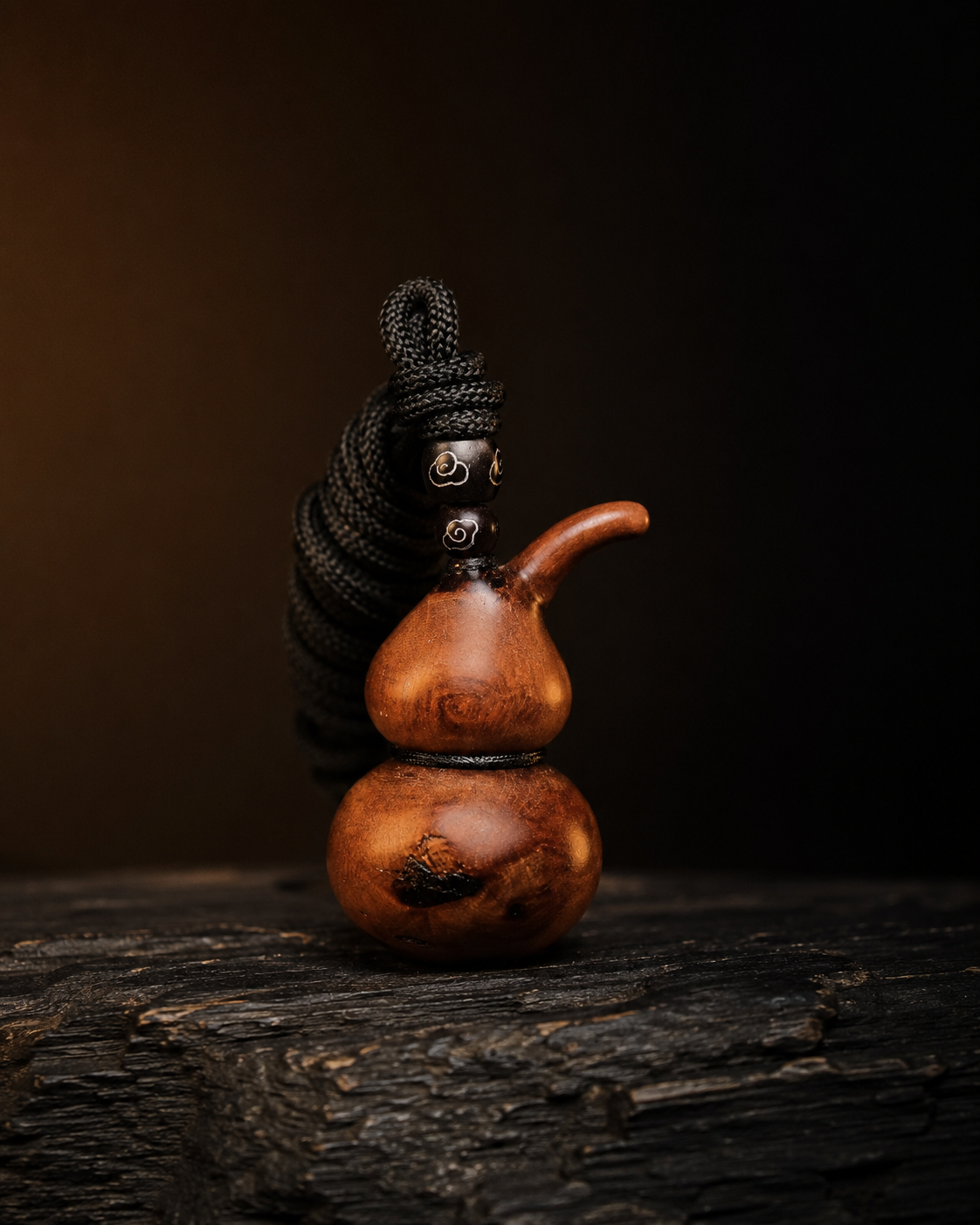 Gourd Pendant in Thunderstruck Jujube Wood