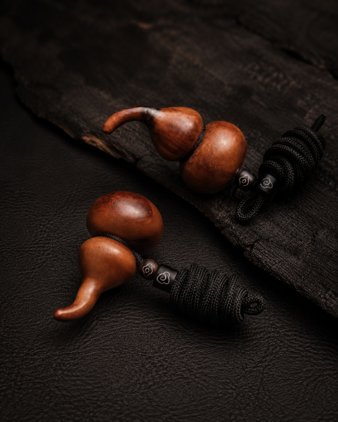 Gourd Pendant in Thunderstruck Jujube Wood