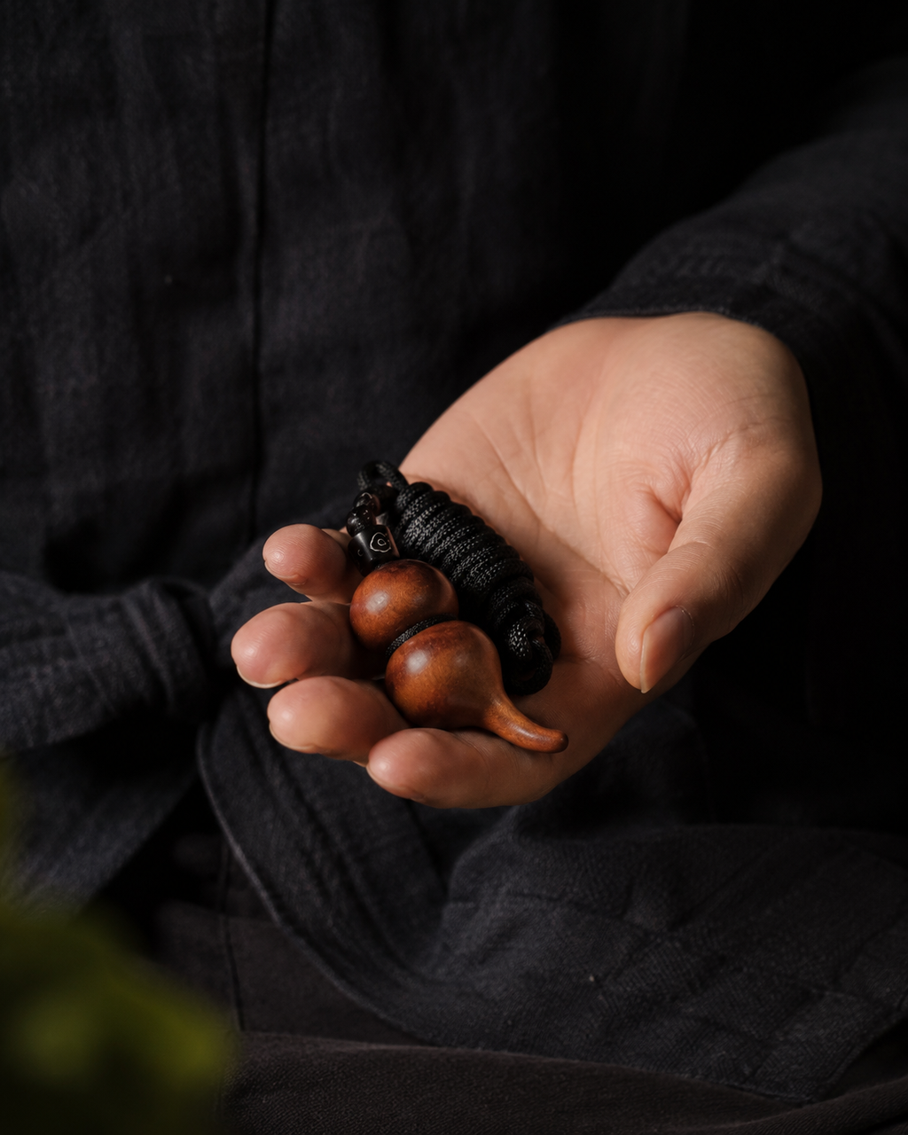 Gourd Pendant in Thunderstruck Jujube Wood