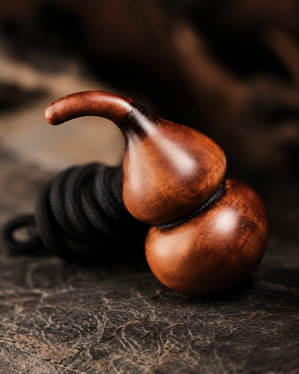 Gourd Pendant in Thunderstruck Jujube Wood