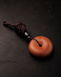 Round Peace Buckle Pendant in Thunderstruck Wood