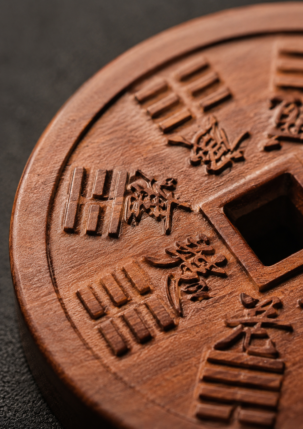 Shangui Pattern Charm Coin in Thunderstruck Wood