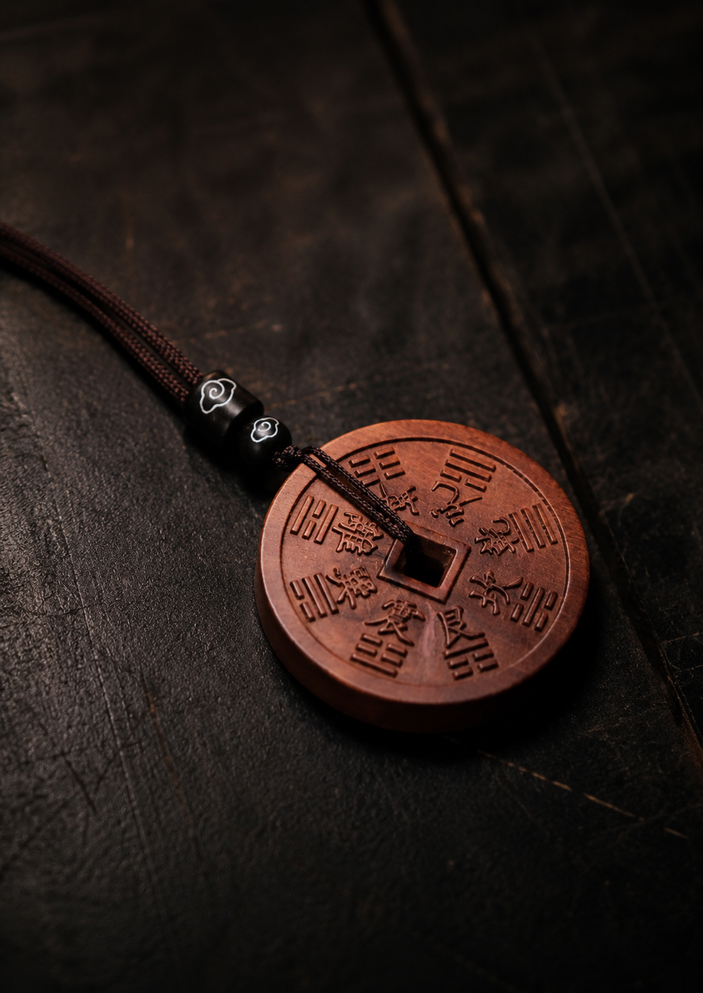 Shangui Pattern Charm Coin in Thunderstruck Wood