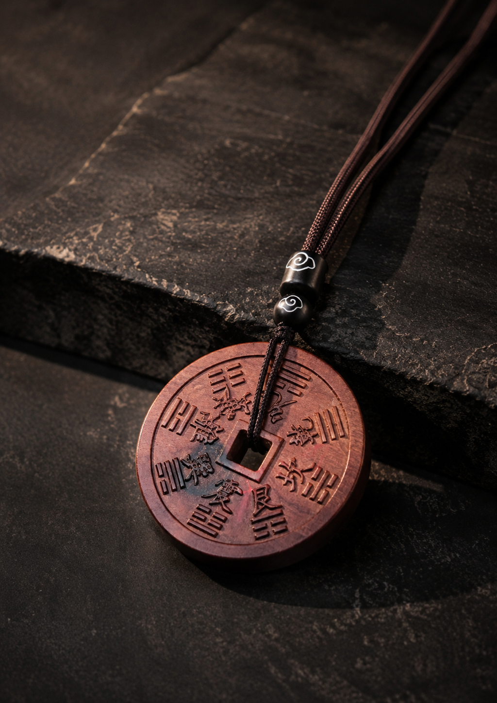 Shangui Pattern Charm Coin in Thunderstruck Wood