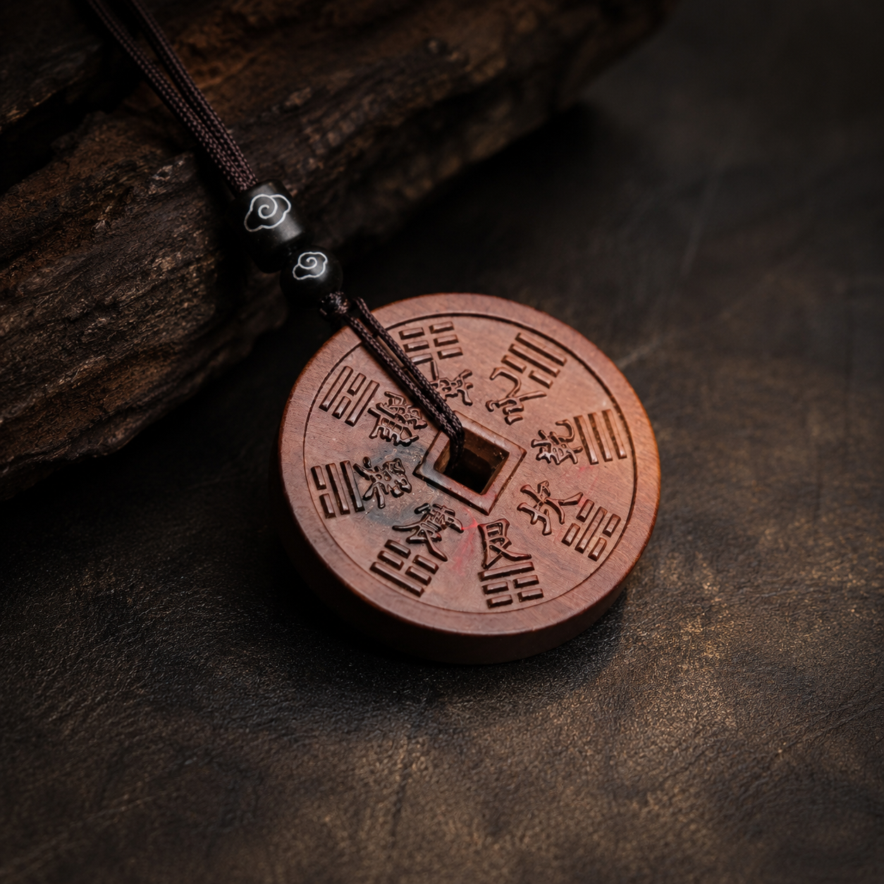Shangui Pattern Charm Coin in Thunderstruck Wood