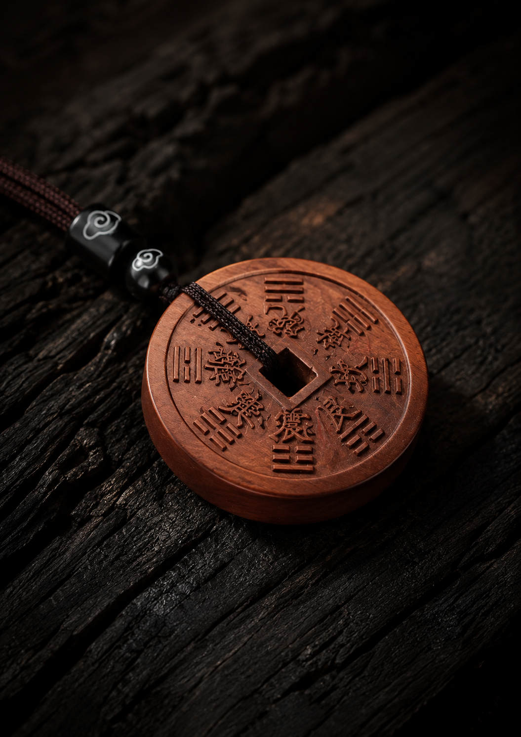 Shangui Pattern Charm Coin in Thunderstruck Wood
