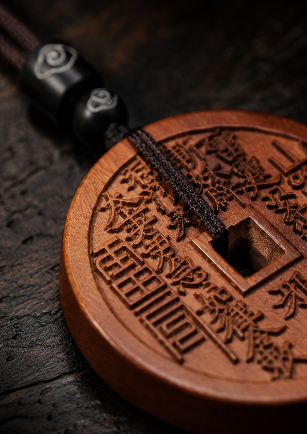 Shangui Pattern Charm Coin in Thunderstruck Wood