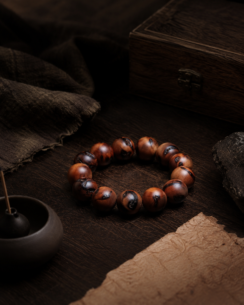 Thunderstruck Jujube Wood Bead Bracelet