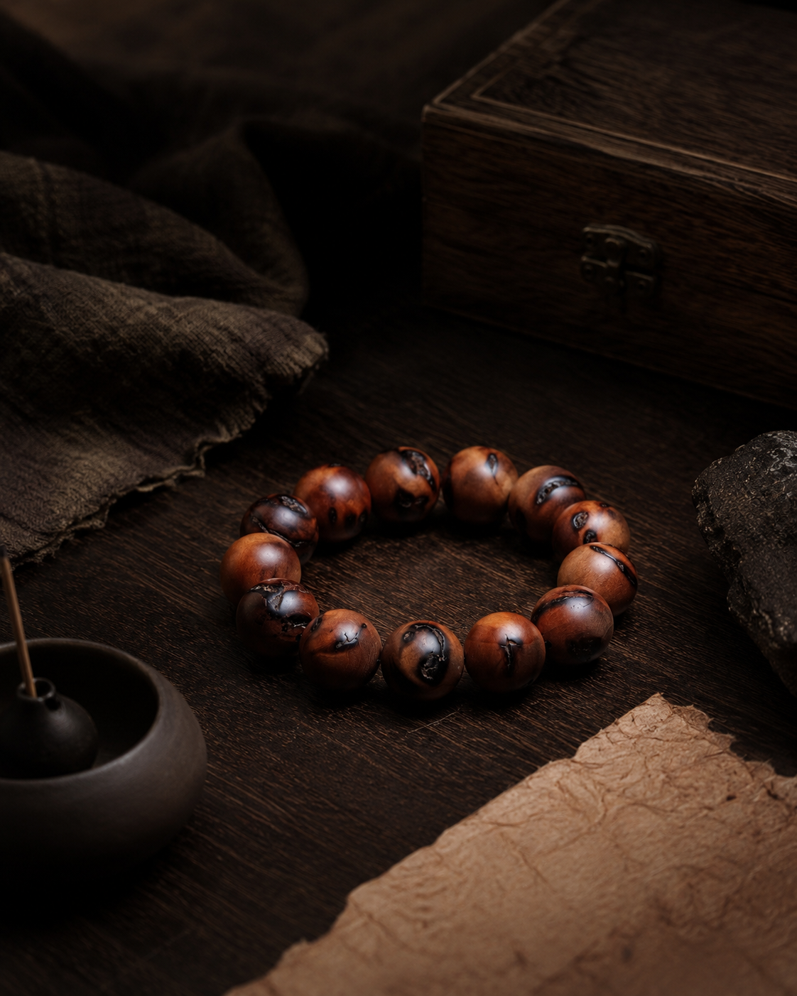 Thunderstruck Jujube Wood Bead Bracelet