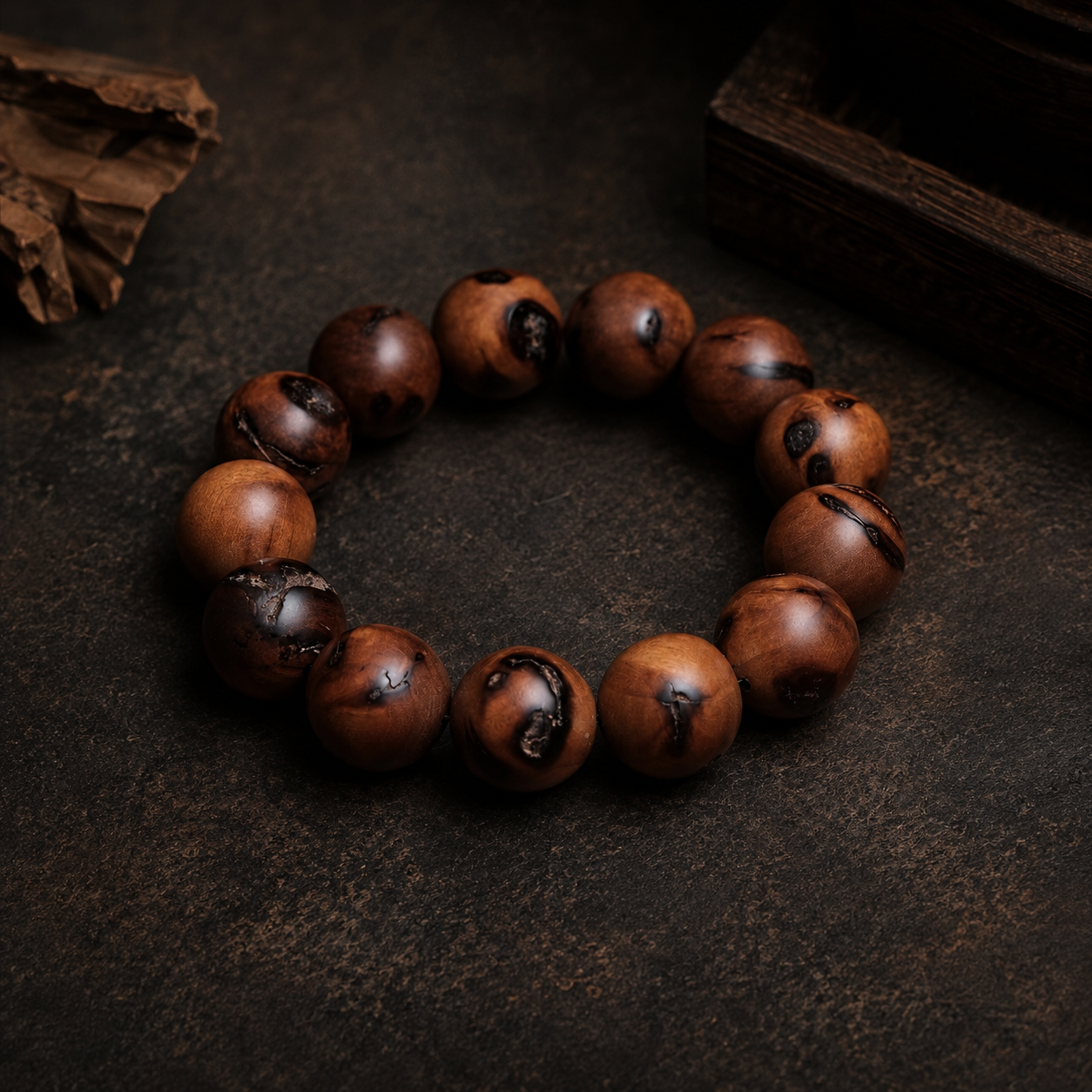 Thunderstruck Jujube Wood Bead Bracelet